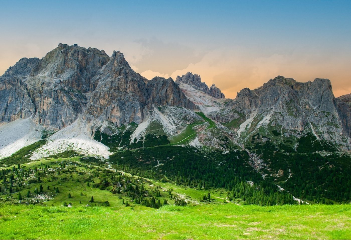 Mount Lagazuoi viewed from Falzarego Pass Alta Via